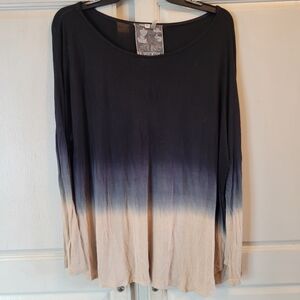 Young, Fabulous & Broke Black Gray Tan Gradient Long Sleeve Top